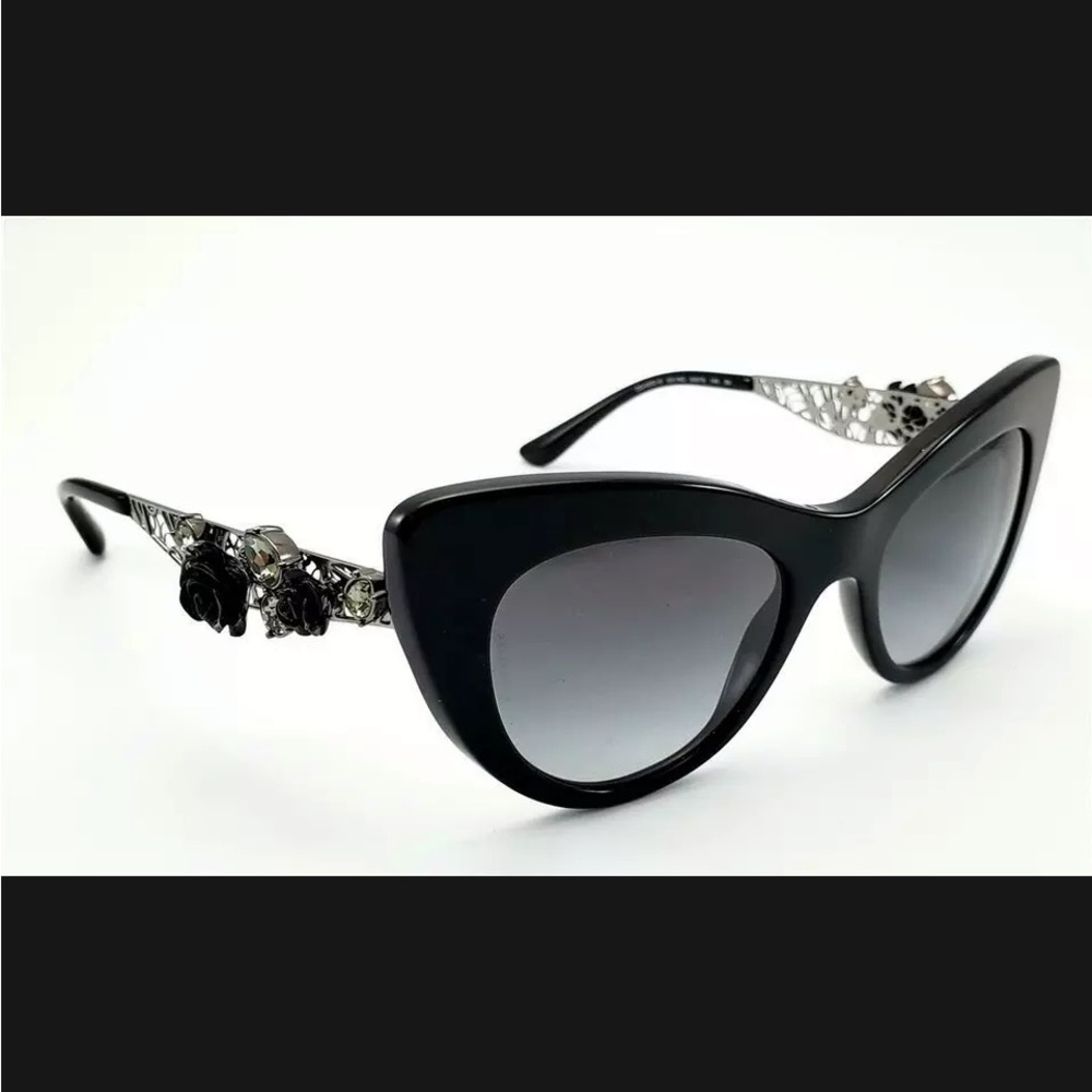 Dolce Gabbana Black Rose rhinestone crystals Cat Eye 🕶️